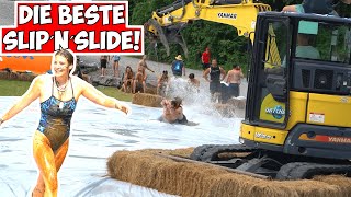 Riesen Spaß auf der BAGGER SLIP´NSLIDE amp 3Fach Salto aus dem BAUM [upl. by Betteanne16]