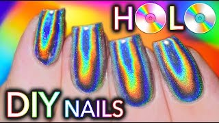 100 PURE HOLO holographic NAILS GEL and NOGEL POLISH [upl. by Lorollas]