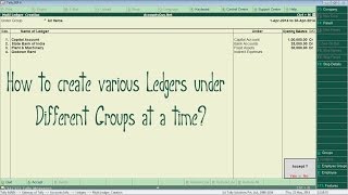 Creating multiple Ledgers under different Groups in Tally [upl. by Herring]