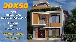 20x50  4BHK amp Rental House Plan  133 sq Yard  1200 sqft  20’x50’ House Plan  MARC Architect [upl. by Nelak]