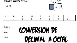 CONVERSION DE DECIMAL A OCTAL [upl. by Valorie365]