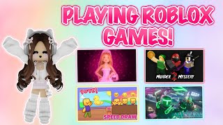 PLAYING GAMES ON ROBLOX LIVE [upl. by Secrest131]