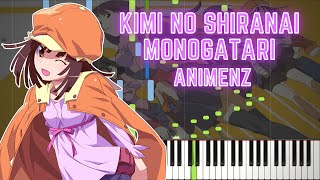 Animenz Kimi no Shiranai Monogatari  Bakemonogatari ED  Piano Tutorial  Synthesia [upl. by Ilojna]