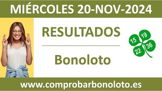 Resultado del sorteo Bonoloto del miercoles 20 de noviembre de 2024 [upl. by Louanna]