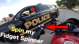 ASKING COP TO SPIN MY GLOW IN THE DARK FIDGET SPINNER  2UP WITH DUDE [upl. by Ettegroeg]