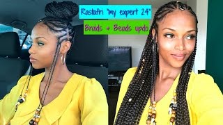 Braids amp Beads Updo with quotMy Expert 24quot RASTAFRI Kanekalon hair [upl. by Aloivaf139]