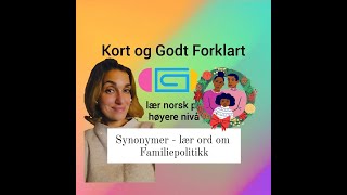 video 193 synonymer tema familiepolitikk [upl. by Vacla]