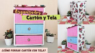 Organizador de Carton y Tela  Como Forrar Cajas de Carton con Tela Pasito a Pasito 👣  JazzCrafts 🎨 [upl. by Cobb]