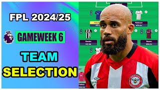 FPL Gameweek 6 TEAM SELECTION  Wildcard Activated  Fantasy Premier League Tips 202425 [upl. by Greyso]