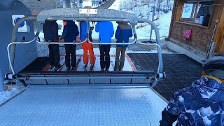 Grizzly Lift including view at the top in Peisey Vallandry resort  Feb 2023 [upl. by Rennat]