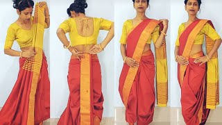 How to wear Dhoti style Saree Perfectly  New Dhoti Style Saree Draping Tutorial [upl. by Candida]