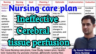 Nursing care plan on Ineffective cerebral tissue perfusionNursing care plan anandsnursingfiles [upl. by Nojid298]