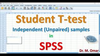 Student T Test independent unpaired unrelated samples in SPSS [upl. by Garaway318]