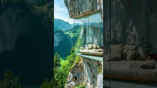 Cozy Cabin on the Cliff Switzerlands Cliffside Glass House with Breathtaking Alps Views relax [upl. by Tanny]