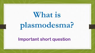 What is plasmodesmata Biology ch4 [upl. by Artamas]