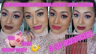 REVIEW NEW HUDA BEAUTY REFORMULATED LIQUID MATTE LIPSTICKS 💄 [upl. by Sanburn]