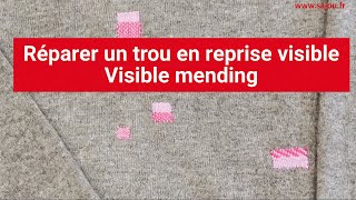 Réparer des trous dans un pull en reprise visible  Visible mending in a jumper [upl. by Lory]