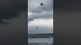 Crazy Kiteboarder waves at beach kitesurfing bigairkite kiteboarding [upl. by Anin786]