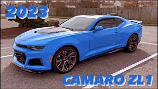 2023 CAMARO ZL1 RAPID BLUE QUICK WALK AROUND  REVIEW chevrolet camaro 2023 [upl. by Hermosa742]