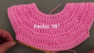 Como tejer un canesú redondo fácil canesú a crochet 4 tallas [upl. by Mccowyn]