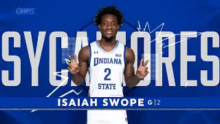 Indiana State Mens Basketball Swope Named MVC Newcomer of the Week 12924 [upl. by Atsyrk408]