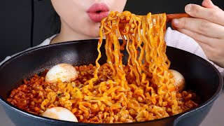 ASMR 반숙계란 불닭볶음탕면 먹방  Soupy Fire Noodles with Soft Boiled Eggs  Eating Sounds Mukbang [upl. by Aihtenyc]