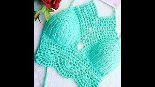 crochet top crop facil with subtitles in several lenguage [upl. by Seldon]