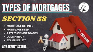 TYPES OF MORTGAGES  SECTION 58 TRANSFER OF PROPERTY ACT  MORTGAGE amp ITS DEFINITIONS SECTION 70 [upl. by Navek]