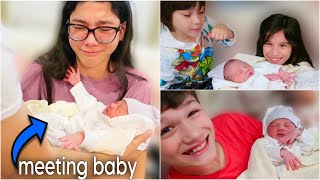 Siblings Meet Baby Brother for the First Time Cute Reaction [upl. by Vevay]