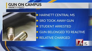 Sheriff Harnett Central Middle School student caught with loaded handgun on campus [upl. by Arrim]