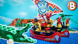 LEGO Pirates 6256 Islander Catamaran  Stop Motion Review [upl. by Enyamert]