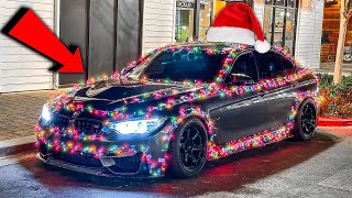 WRAPPING MY CAR WITH CHRISTMAS LIGHTS gone wrong [upl. by Ellehcam991]