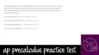 AP Precalculus Practice Test Unit 2 Question 5 Arithmetic Sequence Real Life Word Problem [upl. by Kirkwood]