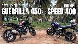 Enfield Guerrilla 450 vs Triumph Speed 400  The Ultimate Detailed Comparison 🙊 [upl. by Switzer]