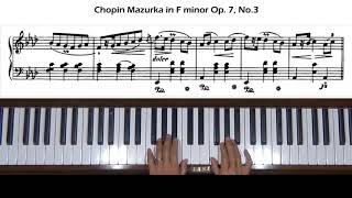 Chopin Mazurka in F minor Op 7 No 3 Piano Tutorial [upl. by Ennaer]