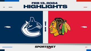 NHL Highlights  Canucks vs Blackhawks  February 13 2024 [upl. by Htebesile]