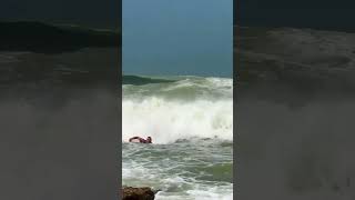 Two people get pushed into the water off of North Jetty in Nokomis HurricaneHelene [upl. by Lynden]