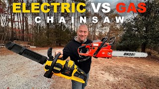 DeWalt Electric vs Gas Echo Chainsaw 18in I Bought DeWalt FLEXVOLT 60V MAX 16in [upl. by Freida]