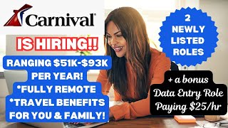 CARNIVAL IS HIRING EARN UP TO 93K PER YEAR WORKING FROM HOME  NO DEGREE REMOTE JOBS [upl. by Adnicul909]