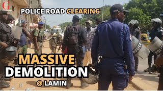 Gambia Police ROAD Clearing Task Force  Massive Demolition at Lamin [upl. by Daffie160]