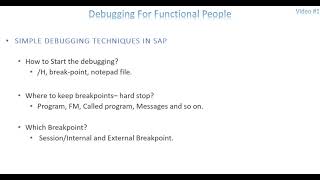 Video 1  Debugging For SAP Functional People [upl. by Amla]