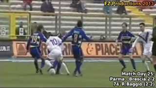 Serie A 20032004 day 25 Parma  Brescia 22 RBaggio goal [upl. by Martynne]