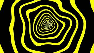 psychedelic trippy background yellow and black concentric rings create optical illusion of tunnel [upl. by Outlaw]