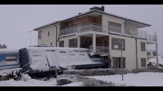 Train CRASH into house WTF Today 15th Jan in Sweden [upl. by Yeoj]