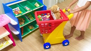 ショッピングカートでお買い物 おかし屋さん  Shopping Cart Toy  Grocery Store Snack Foods Shopping [upl. by Yrrak]