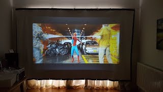 Unboxing and review of a Excelvan PVC Collapsible Projection Screen HD Portable Projector [upl. by Inalem191]