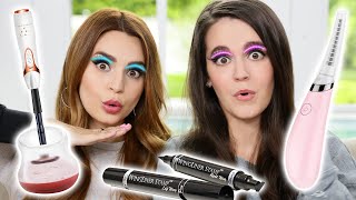 Testing Fun Beauty Gadgets w My Sister GONE WRONG [upl. by Yelsew]