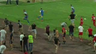 Pitch invasion during CSKA Sofia  Ashdod  friendly game 02082015 [upl. by Yrffej]