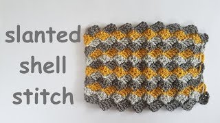 Crochet slanted shell stitch English baby blanket [upl. by Rodger499]