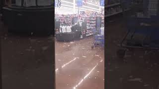 Hail breaks through Walmart skylight in Wisconsin storm [upl. by Uolyram]